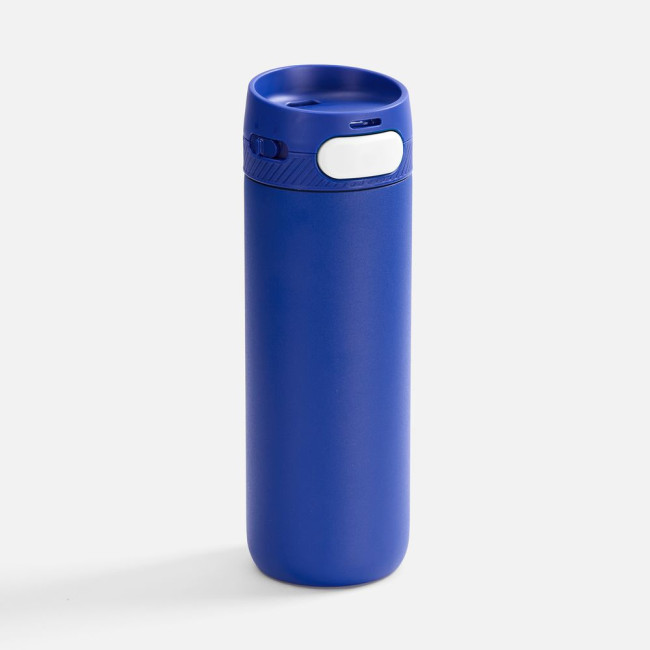 Термостакан X1 с цветной кнопкой, синий с белым