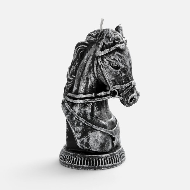 Свеча фигурная «Бюст лошади», серебристая